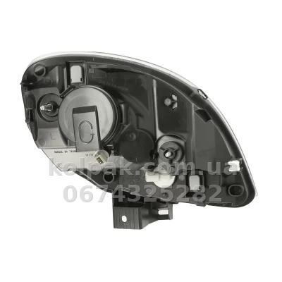 Передня ліва фара Renault Kangoo 2003-2008, H4, з білим покажчиком повороту, хромована рамка, електричне регулювання, Depo, 551-1145L-LDEMC — фото 2