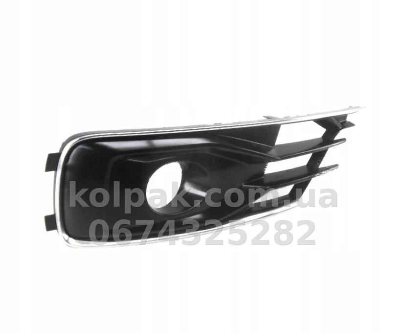 Right bumper grille Audi A6 C7 2015-2018, with fog light opening, with chrome moulding, excluding S-Line, AVTM, 4G0807682AE, 181223922 Right bumper grille Audi A6 C7 2015-2018, with fog light opening, with chrome moulding, excluding S-Line, AVTM, 4G0807682AE, 181223922 β photo 1