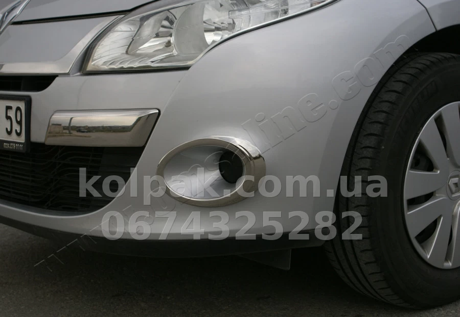 Chrome fog light surrounds (2 pcs) Renault Megane 5D/SW 2010-2012, OmsaLine, 6112103 Chrome fog light surrounds (2 pcs) Renault Megane 5D/SW 2010-2012, OmsaLine, 6112103 β photo 1