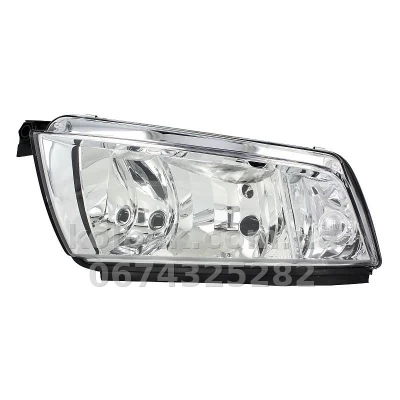 Передня права фара Skoda Fabia 1999-2007, H7/H3, електричне регулювання, срібляста рамка, Depo, 665-1105R-LDEM1