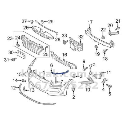 Ліве кріплення переднього бампера Hyundai Elantra 2016-2018, під фарою, AVTM, 86553F2000, 183252933 — фото 2