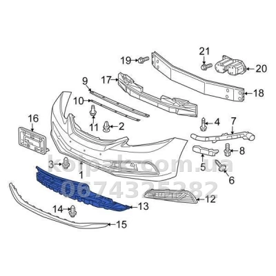 Решітка бампера Honda Civic 9 2013-2015, середня, чорна, для молдинга, AVTM, 71105TR3A51, 183033910 — фото 2