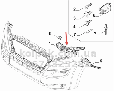 Left front bumper mounting bracket Citroen Jumper/Fiat Ducato/Peugeot Boxer 2014-, AVTM, 1375163080, 185428931 — photo 3