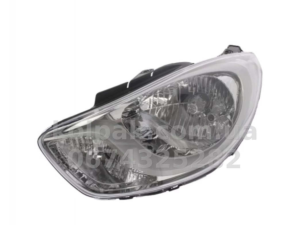 Передня ліва фара Hyundai i10 2010-2014, електричне регулювання, із коректором, без ламп (H4/PY21W/W5W), хром, Depo, 2211159LMLDEM Передня ліва фара Hyundai i10 2010-2014, електричне регулювання, із коректором, без ламп (H4/PY21W/W5W), хром, Depo, 2211159LMLDEM — фото 1