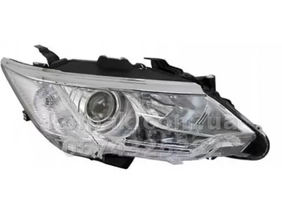 Передня права фара Toyota Camry XV50 2014-2017, EUR, електричне регулювання, із коректором, без ламп (H11/HB3/WY21W/WY5W), жовта, Depo, 1121142RMLDM