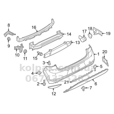 Ліве кріплення заднього бампера Volkswagen Golf 7 2013-2017/Е-Golf 2013-2020, біля крила, AVTM, 5G6807393, 187431961 — фото 2