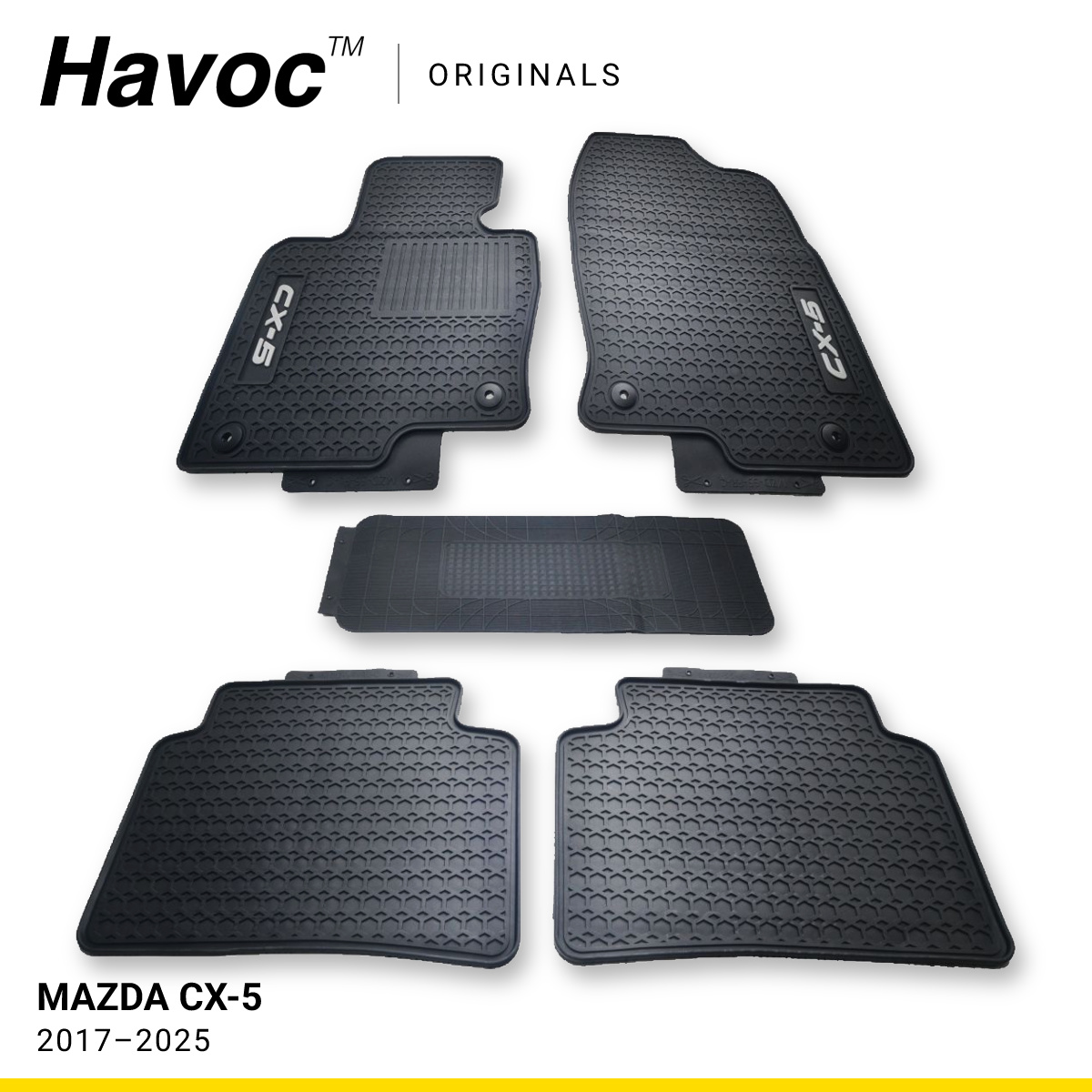Mazda CX-5 2017–2025 з LOGO та Кліпсами Оригінальні килимки HAVOC Mazda CX-5 2017–2025 з LOGO та Кліпсами Оригінальні килимки HAVOC — фото 1