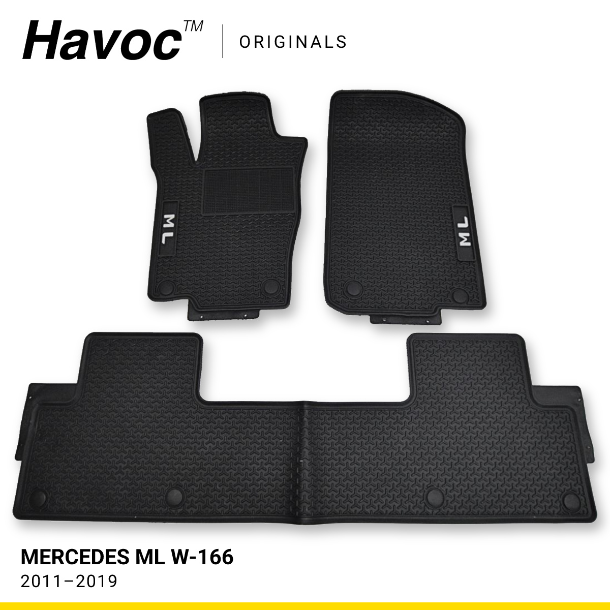 Оригінальні гумові килимки в салон Mercedes ML W-166 2011–2019 HAVOC, повний комплект Оригінальні гумові килимки в салон Mercedes ML W-166 2011–2019 HAVOC, повний комплект — фото 1