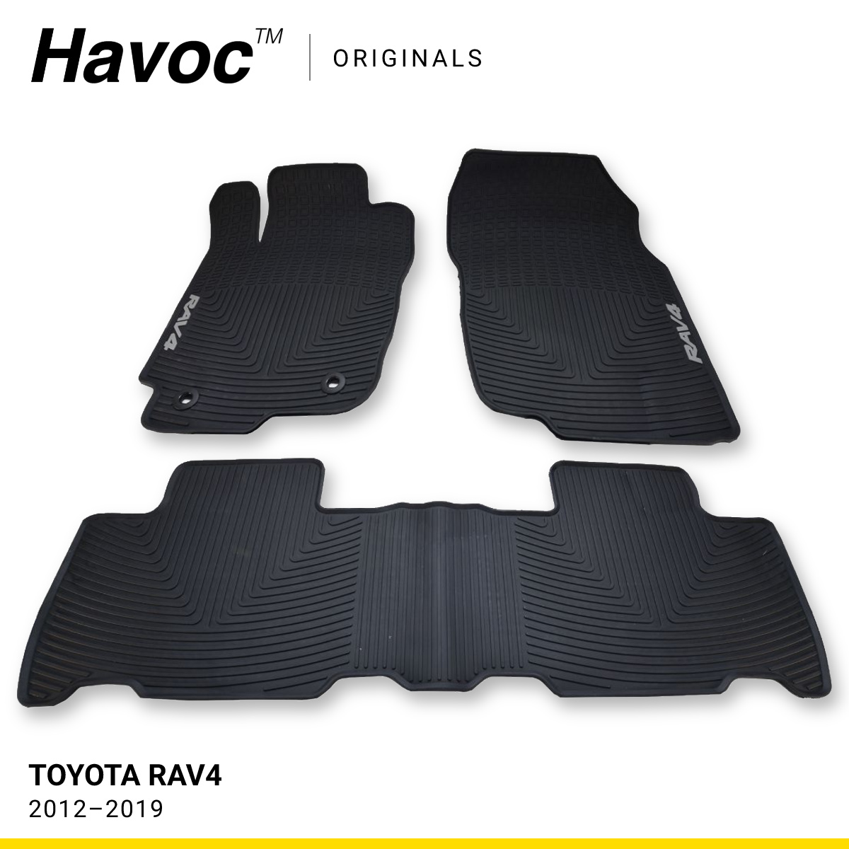 Toyota Rav-4 c 2012 по 2019 Оригінальні килимки з лого та кліпсами HAVOC гумові в салон Toyota Rav-4 c 2012 по 2019 Оригінальні килимки з лого та кліпсами HAVOC гумові в салон — фото 1